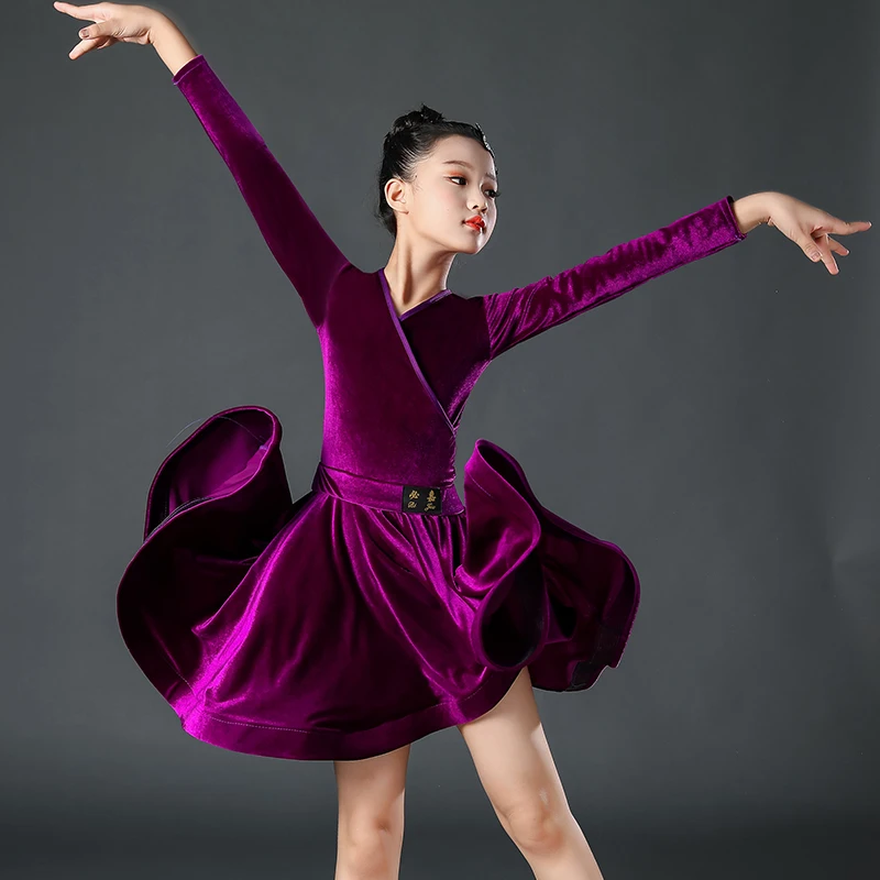 Костюм для латинских танцев девочек весенне-осеннее платье тренировочный костюм