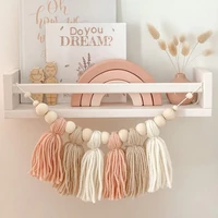 nordic style macaron colored wooden beads tassel ornaments home color woolen wall hanging decoration childrens room ornaments
