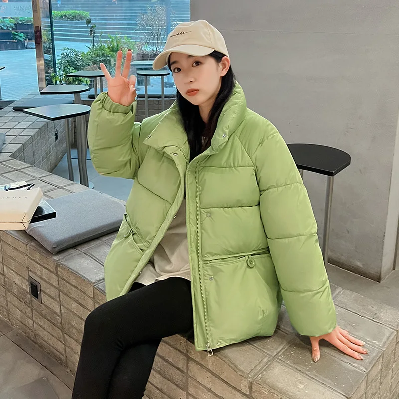 Autumn Winter Women Down Jacket Casual Parkas Korean Street Fashion Thick Coats Harajuku Solid Stand Collar Warm Female Jackets