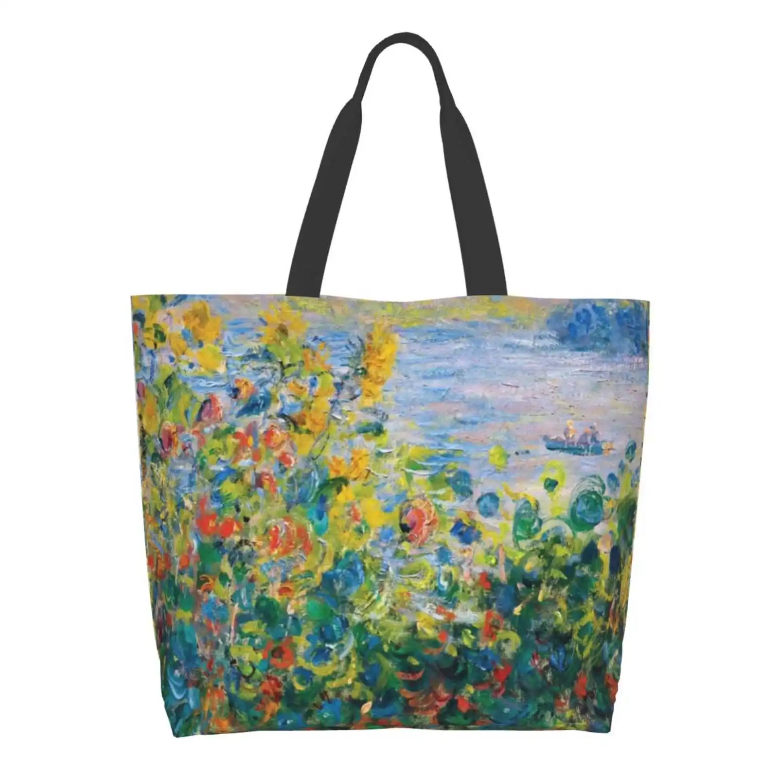 

Claude - Flower Beds At Vétheuil High Quality Large Size Tote Bag Claude Ism Ist Flowers Artist Masterpiece Fine Art Floral