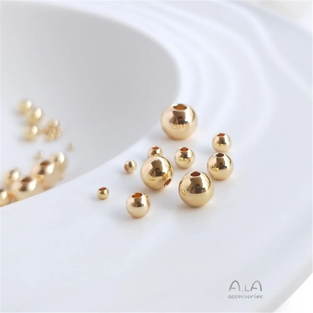 Купи American 14k gold clad loose beads glossy round beads chain spacer beads diy handmade charm accessories jewelry materials за 23 рублей в магазине AliExpress