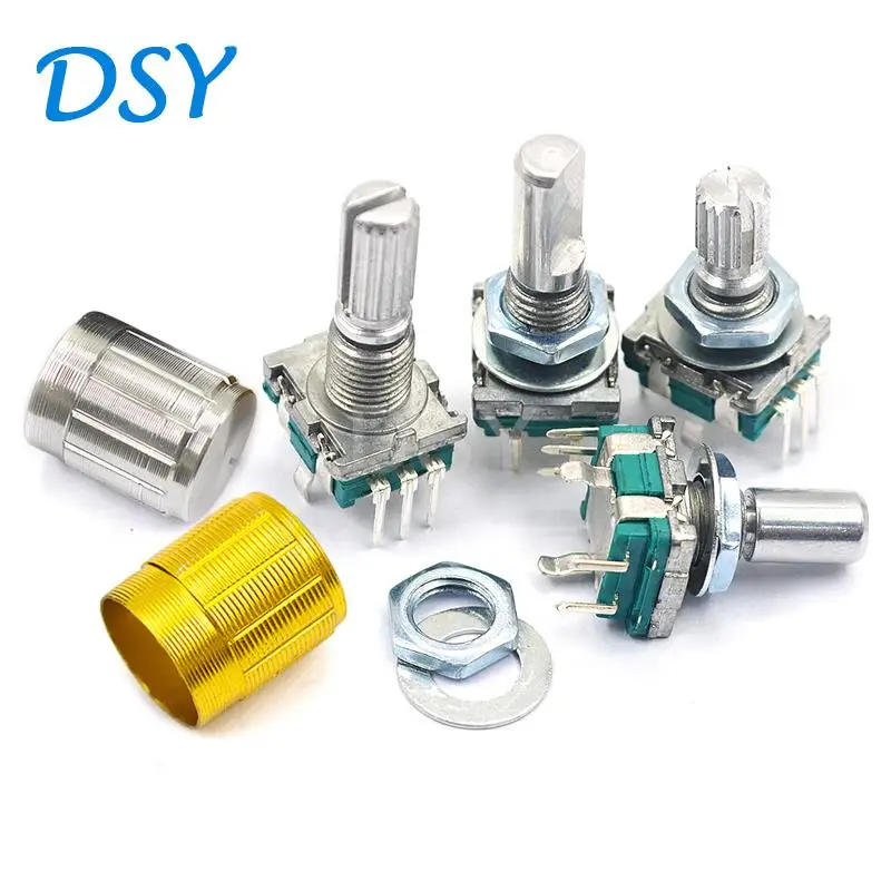 10 шт., поворотный энкодер EC11 с половинной/сливовой осью, Длина ручки 5 комплектов, кодовый переключатель 15 мм 20 мм/цифровой потенциометр с крышкой 13/15*17