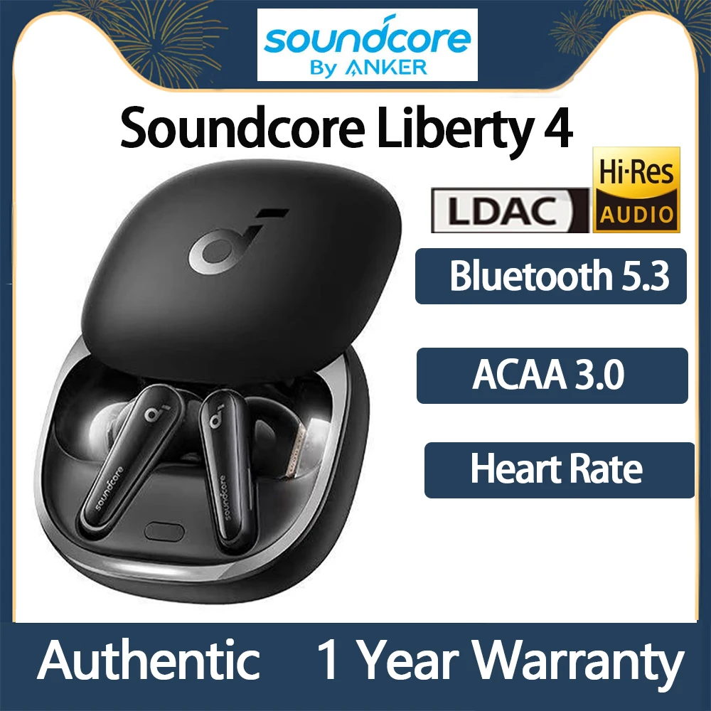 

Original Anker Soundcore Liberty 4 Earphone TWS Wireless Bluetooth Earbuds LDAC Hi-Res , Noise Cancelling Heart Rate Sensor