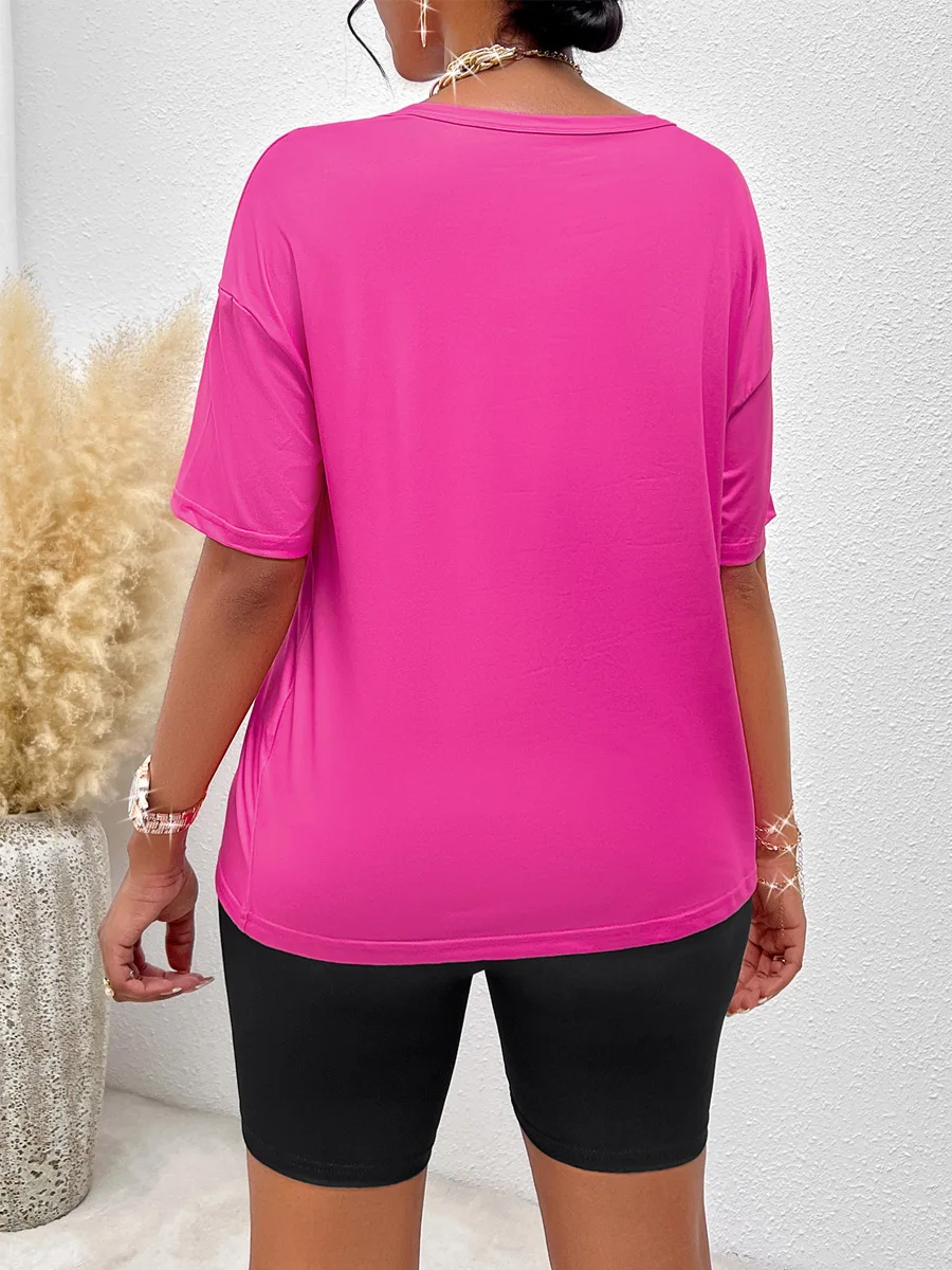 Женские комплекты из двух предметов с шортами Однотонная футболка круглым