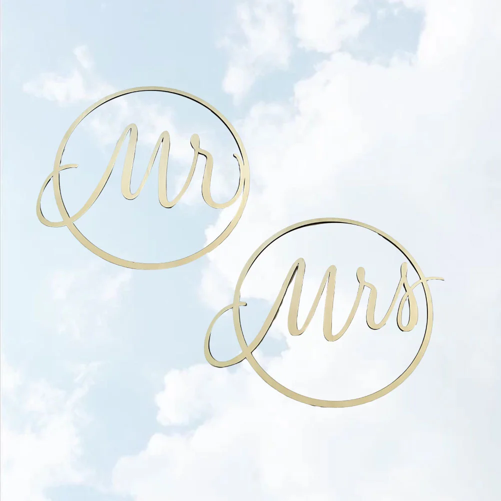 

2pcs in A Set Wedding Chair Back Hanger Creative Wall Hanging Home Decor Wedding Chair (and Mrs Letters)