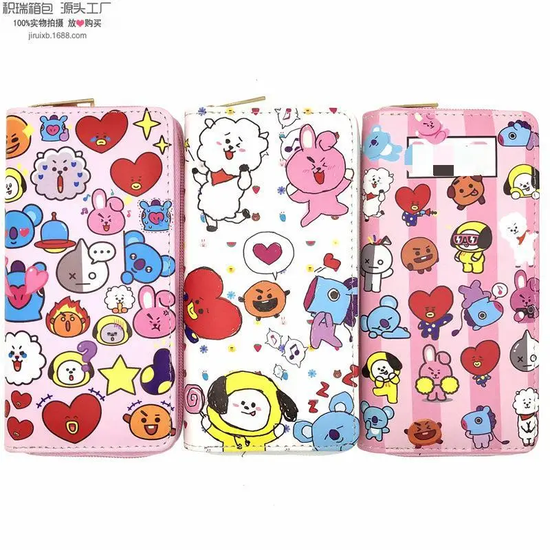 

KPOP Bangtan Boys Women's Wallet Student Long Wallet Passport Case Cartoon Exquisite Fashion Coin Purse Gift SUGA Fan Collection
