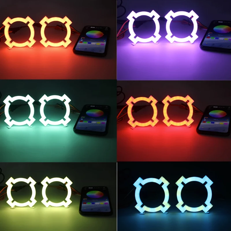SANVI 2 шт. X Type RGB разноцветные дневные кольца с ангельскими глазами ореолом Bluetooth APP
