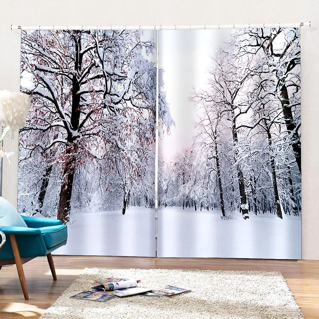 

Winter Forest Room Curtains Large Window Curtain Kitchen Bedroom Outdoor Indoor Panel Home Decor Curtains for Living Room