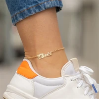 custom name personalized anklet for women stainless steel jewelry summer beach fashion charm foot accessories birthday present