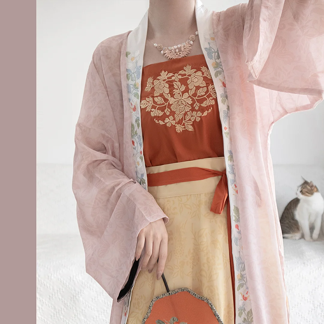 Женское платье с вышивкой новинка весны-лета шифоновое ханьфу комплект женского