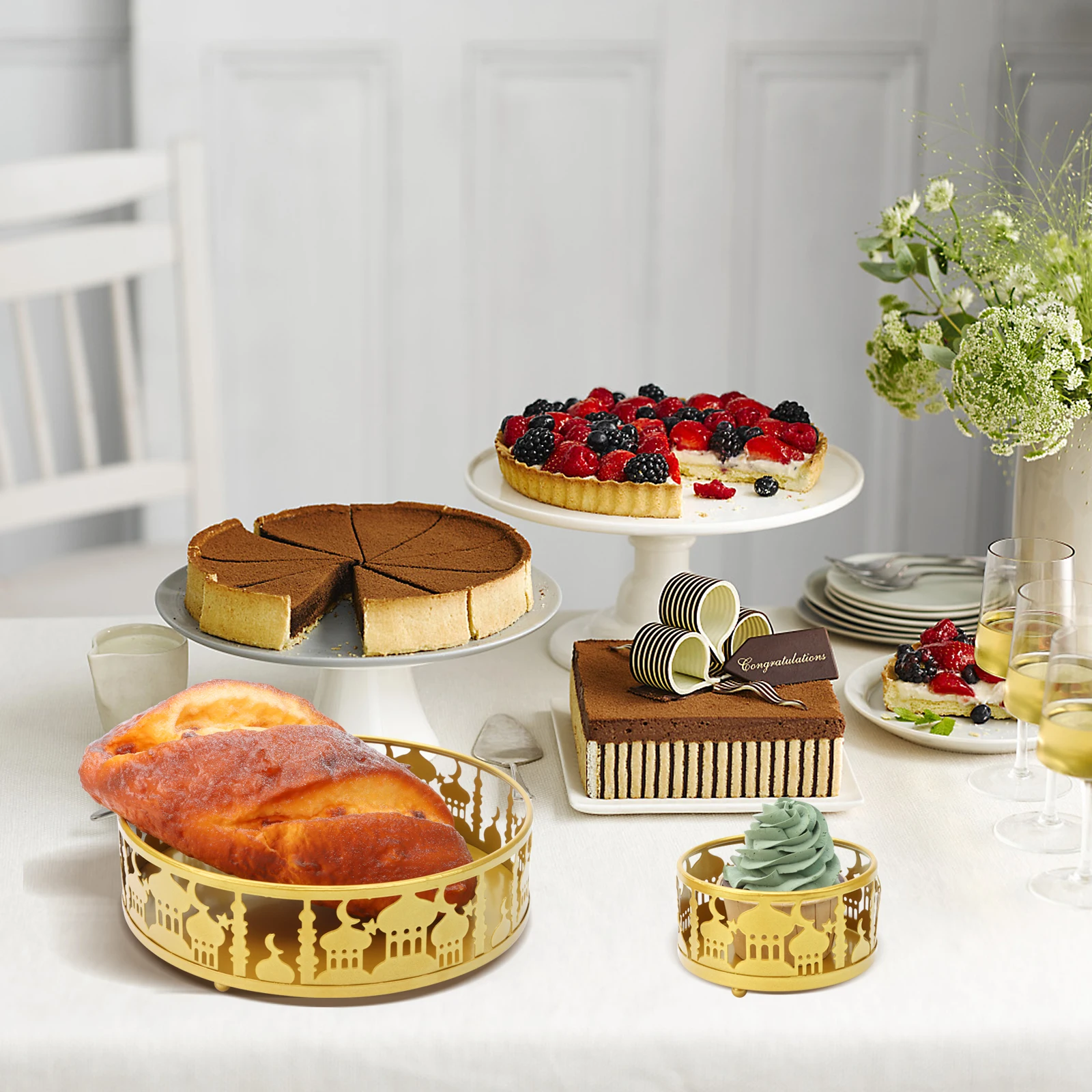 3 шт. круглые подносы для праздника набор обеденных тарелок |