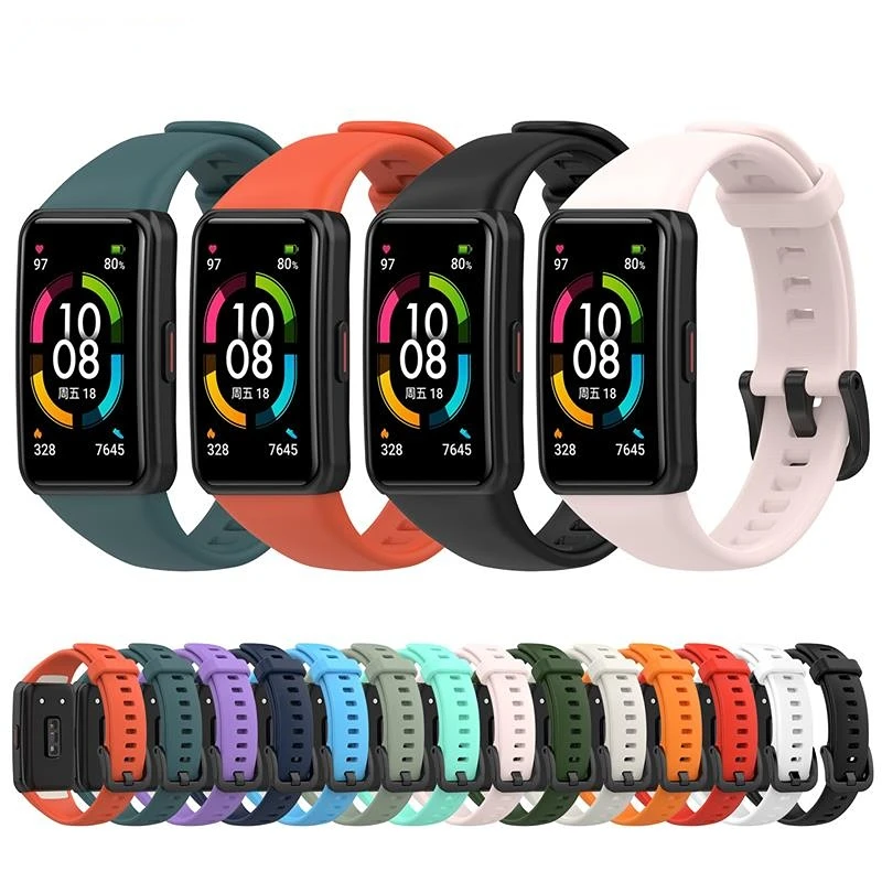 

Silicone Strap For Huawei Band 6/6 Pro Strap With TPU Full Screen Protector Case Replacement correa bracelet Honor Band 6 Strap