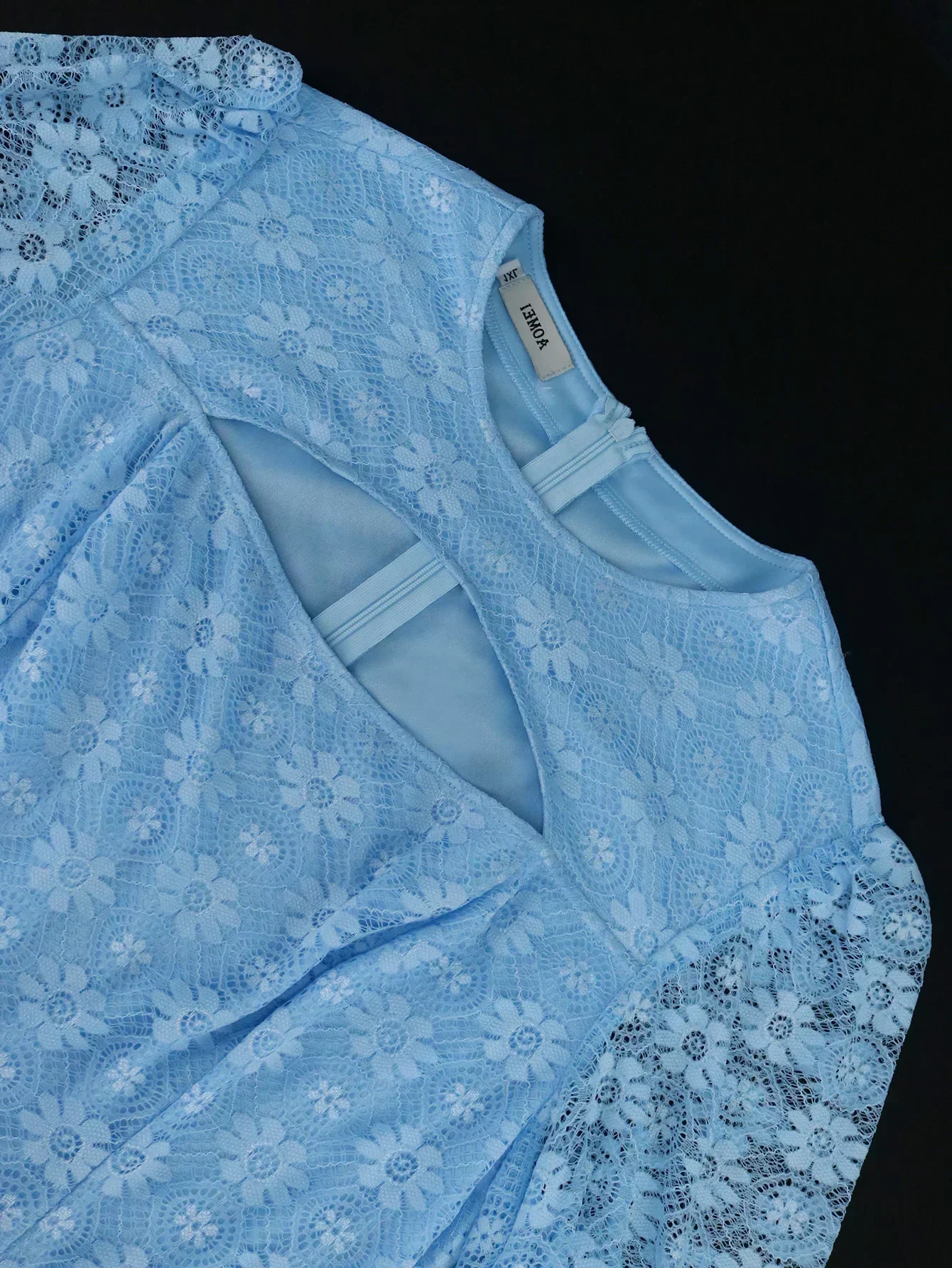 Элегантные Синие кружевные платья с баской для женщин вечерние миди круглым