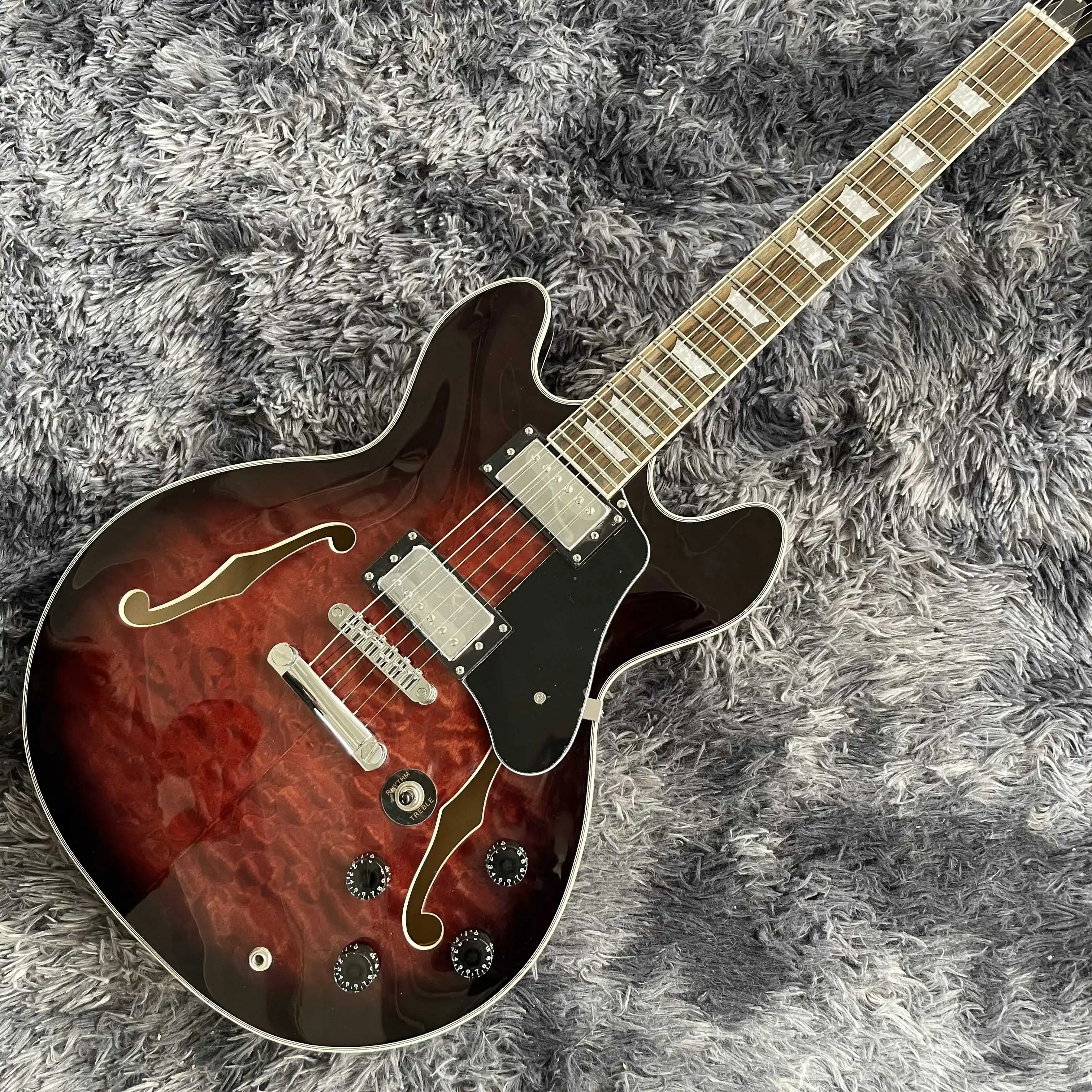 

Бесплатная доставка, винно-красный, черный край, специальная форма, уникальная, электрическая гитара, 2022 Новый Поп, высококлассный на заказ,