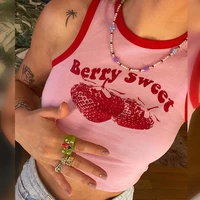 ledp y2k strawberry letters print tank top 2000s clothing womens grunge fairy core sleeveless crop top summer cute e womens