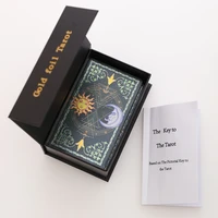 new divination gold foil tarot blue sun moon table game waterproof and wear resistant gift box 80 pieces instruction manual