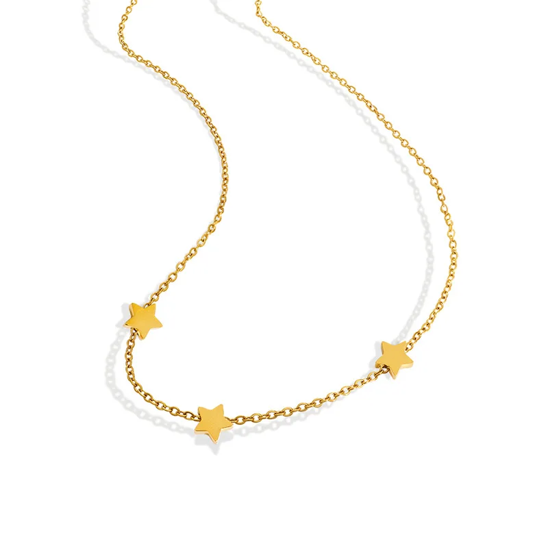 

Korean Trend Simple Geometric Star Necklaces for Female Punk Stainless Steel Plated 18K Gold Hip Hop Jewelry Holiday Gifts