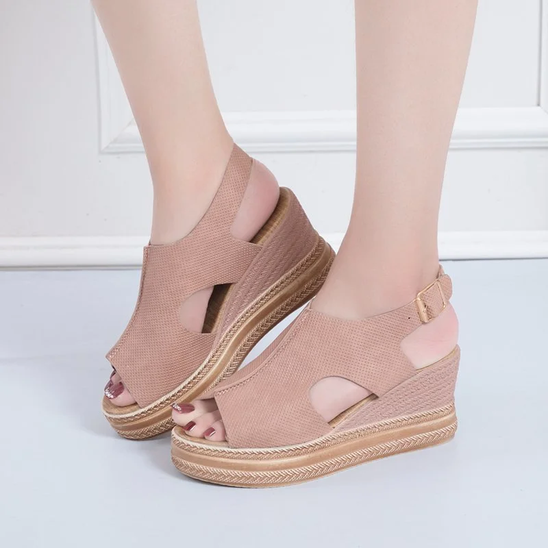 2023 Korean Fashion Womens Sandal Summer Heels Open Toe Clogs Wedge Muffins Shoe Platform Luxury Height Increasing Shoes