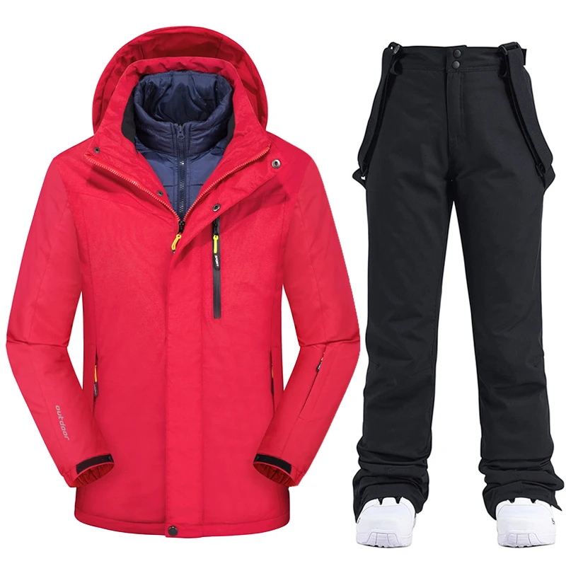 

Зимний лыжный костюм для мужчин, теплые ветрозащитные водонепроницаемые уличные пуховые куртки и штаны, мужское лыжное снаряжение, куртка для сноуборда
