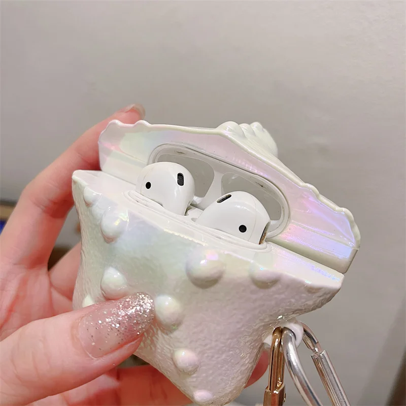 Фото Чехол Creative Pro 2 для Airpods 4 2024, блестящий чехол в виде морской звезды для Airpods 3, чехол Pro 2, декор для наушников Apple, подвеска Funda №4
