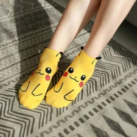 japanese anime elf yellow skin electric mouse series cute cartoon boat socks q version mens and womens short socks