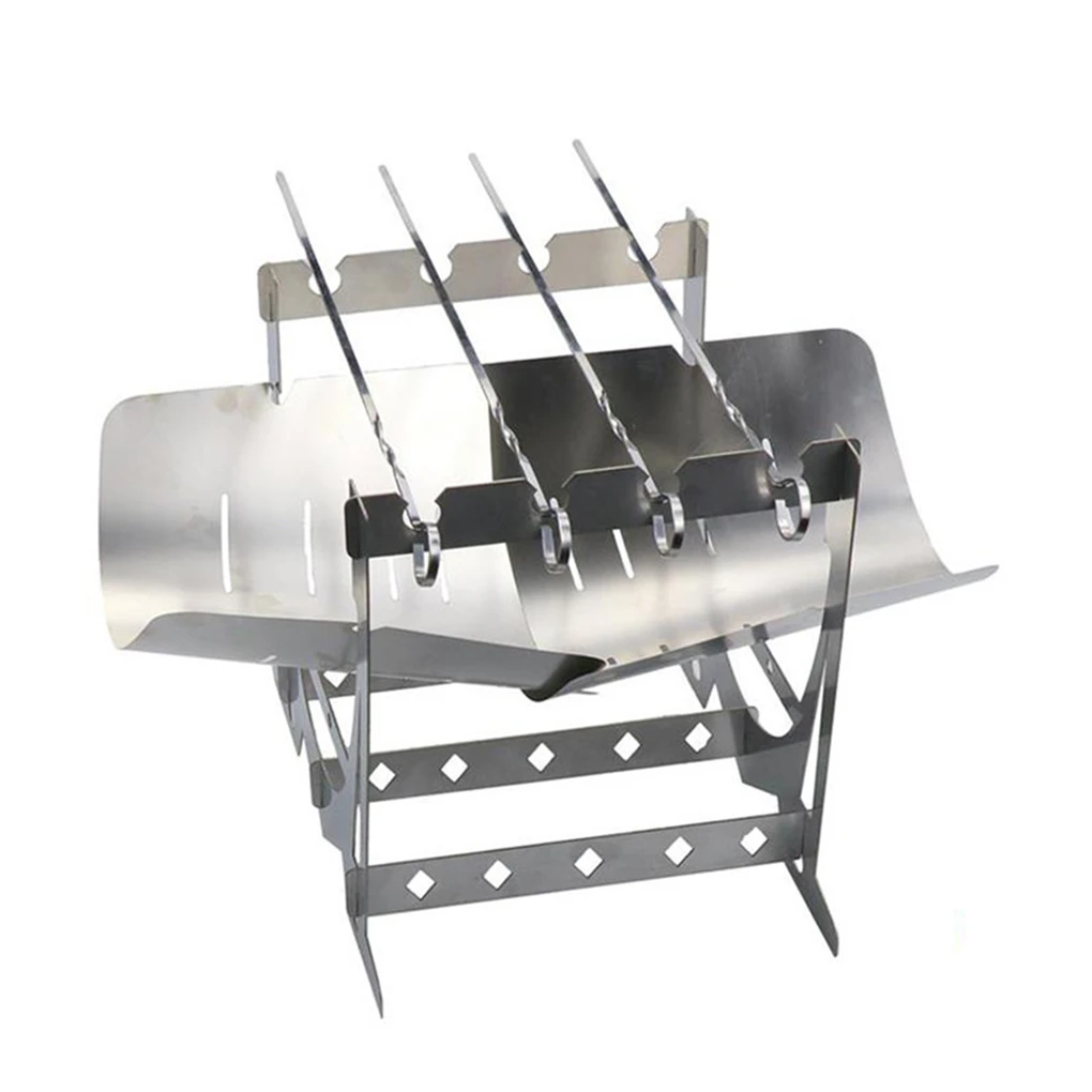 

Portable Wood Burning Stove Camping Backpacking BBQ Grill Backyard Fire Pit Cookware Grilling Rack Equipment Supplies