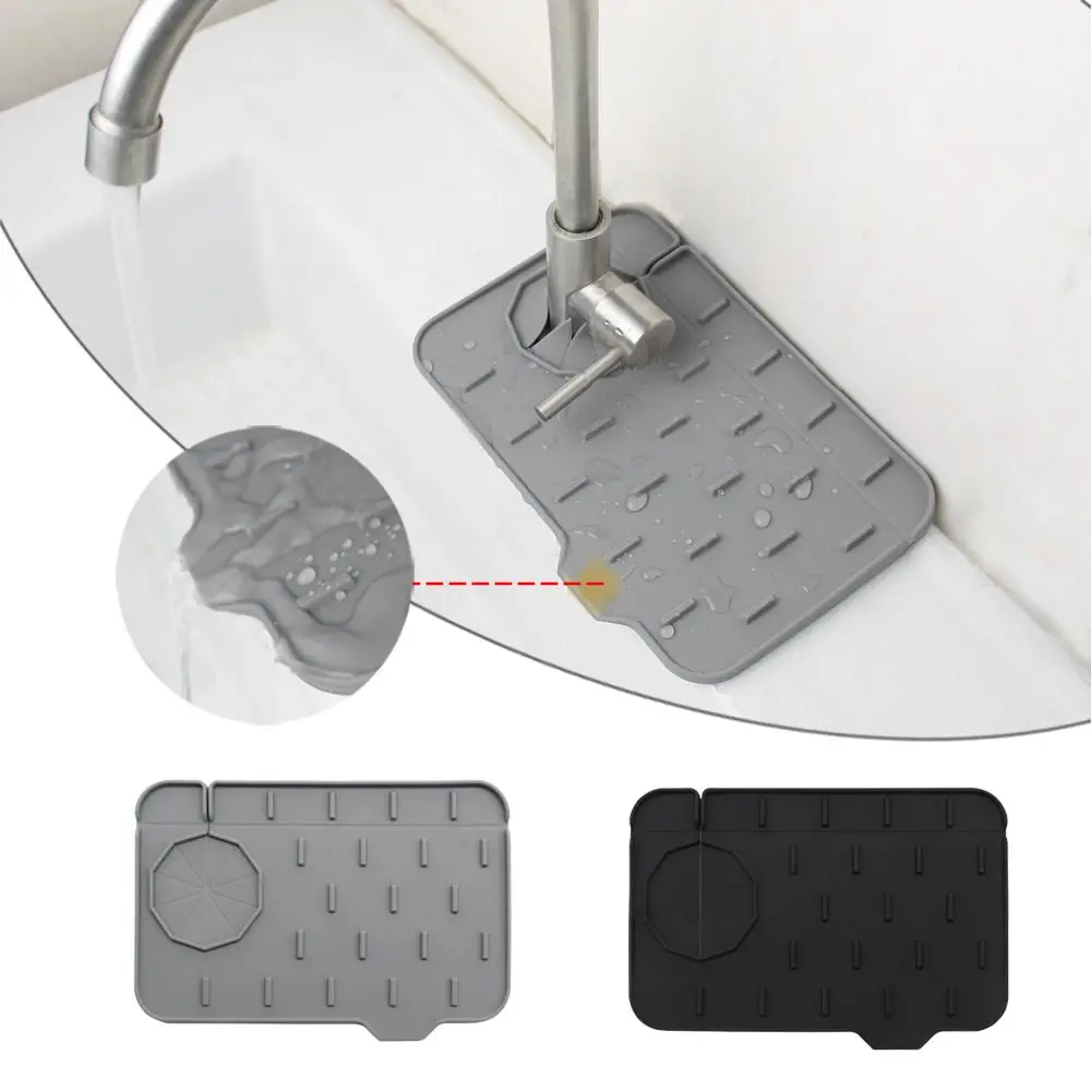 

Silicone Faucet Splash-proof Water Pad Drain Tray Waterproof Pad Sink Storage Drying Pad Slope Don't Store Water