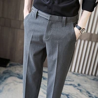 2022 classic business dress pants men solid color casual slim suit pant office social wedding trousers streetwear costume homme