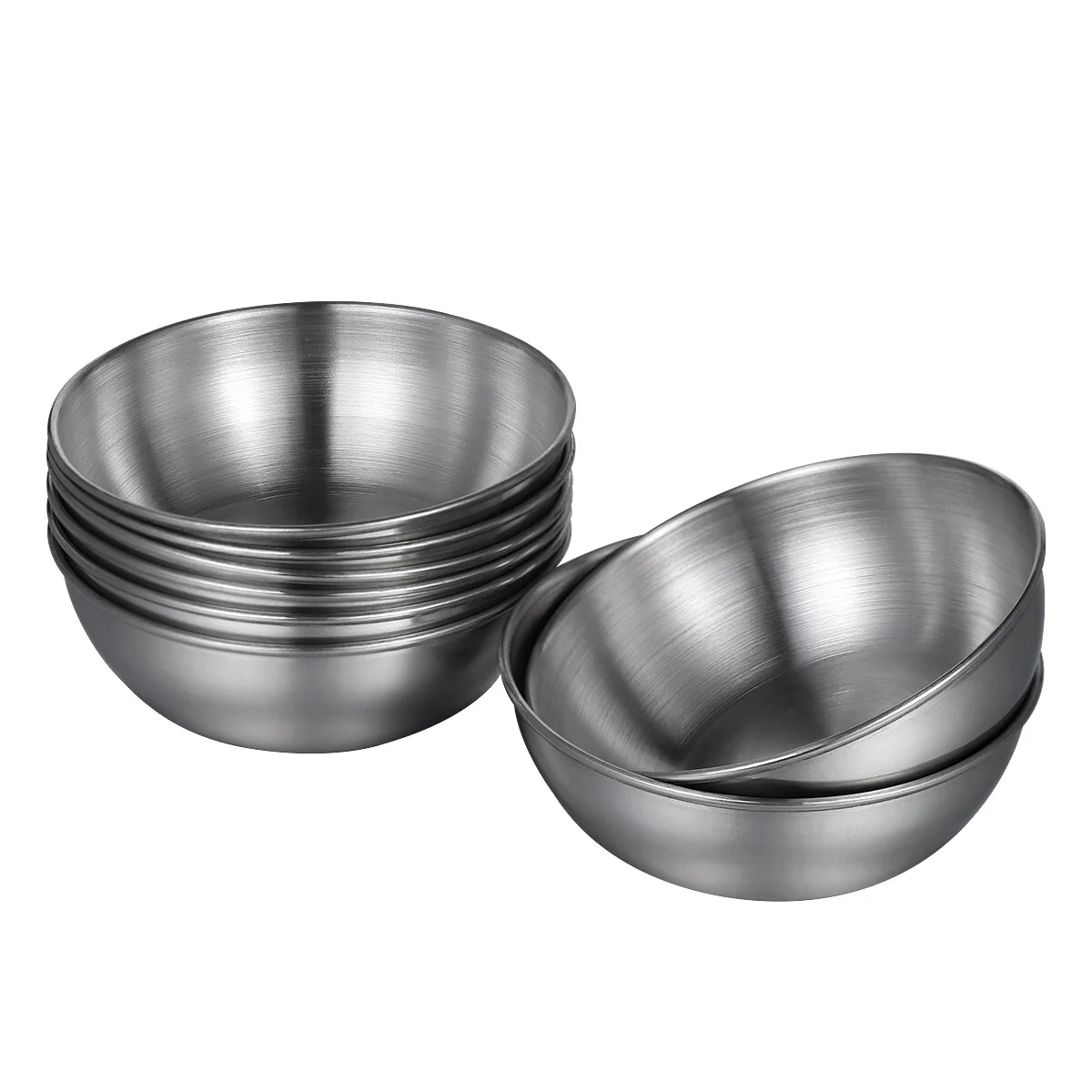 

8 Stainless Steel Sauce Dishes Round Seasoning Dishes Sushi Dipping Bowl Saucers Bowl Appetizer Plates