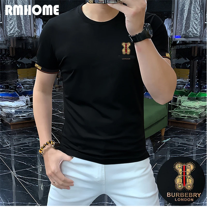 

Футболка мужская Тонкая с вышивкой медведя из вискозы, лето 2023