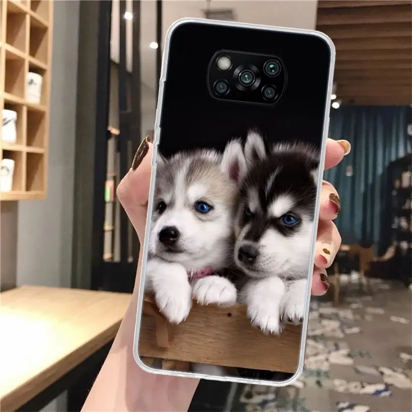 Мягкий чехол для телефона с изображением сибирской собачки Хаски Xiaomi Poco X3 Pro X5 X4 NFC