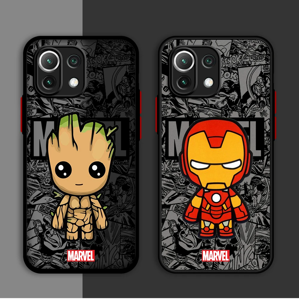 Матовый чехол с принтом Marvel Groot Ironman для Xiaomi Redmi 10C K40 Pro 9C 9 A2 10 12 5G A1 Plus 12C 9T 10A 9A