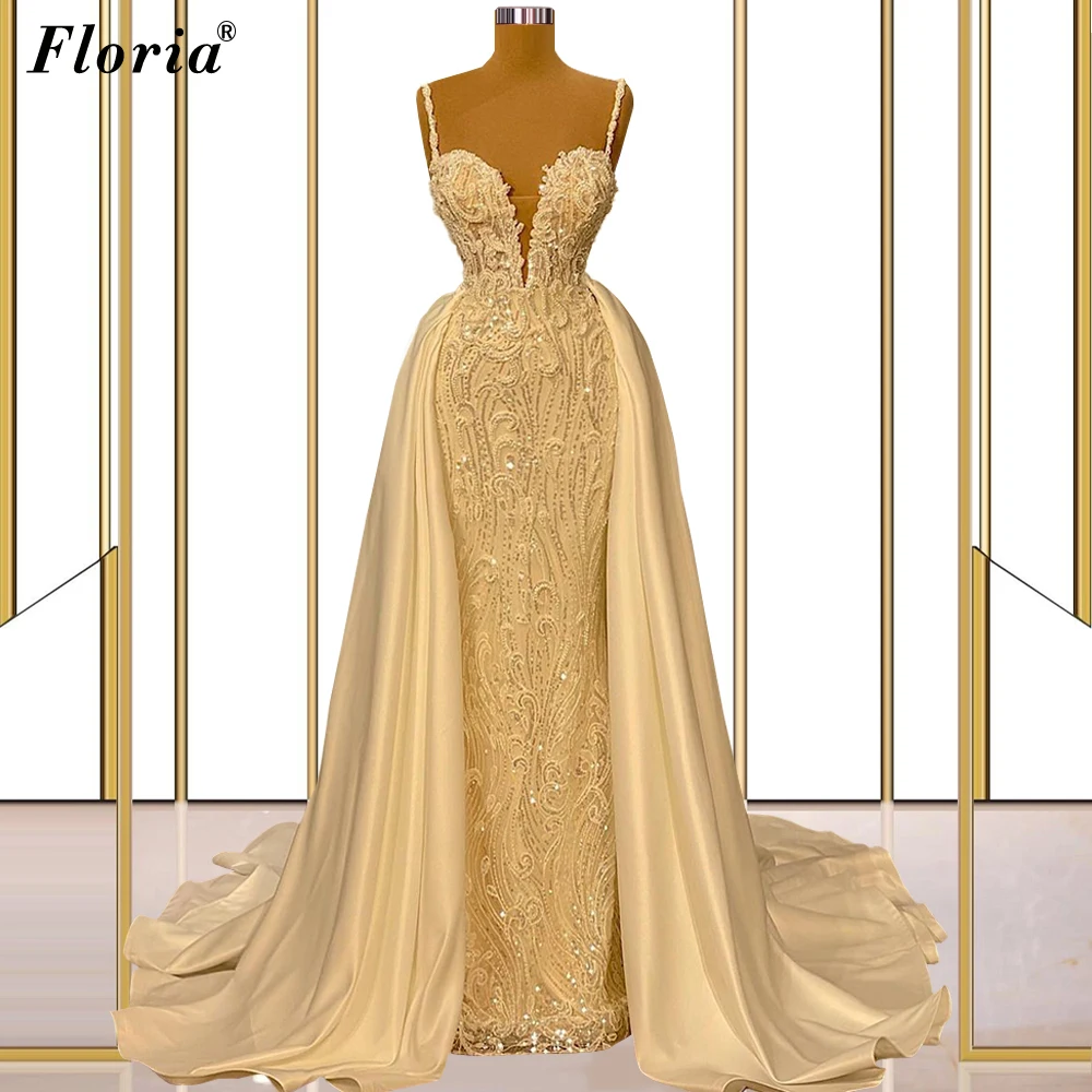 

Two Pieces Sparkly Wedding Dresses Mermaid Sequins Wedding Gowns Spaghetti Vintage Bridal Gowns Vestido De Novia Beach Party