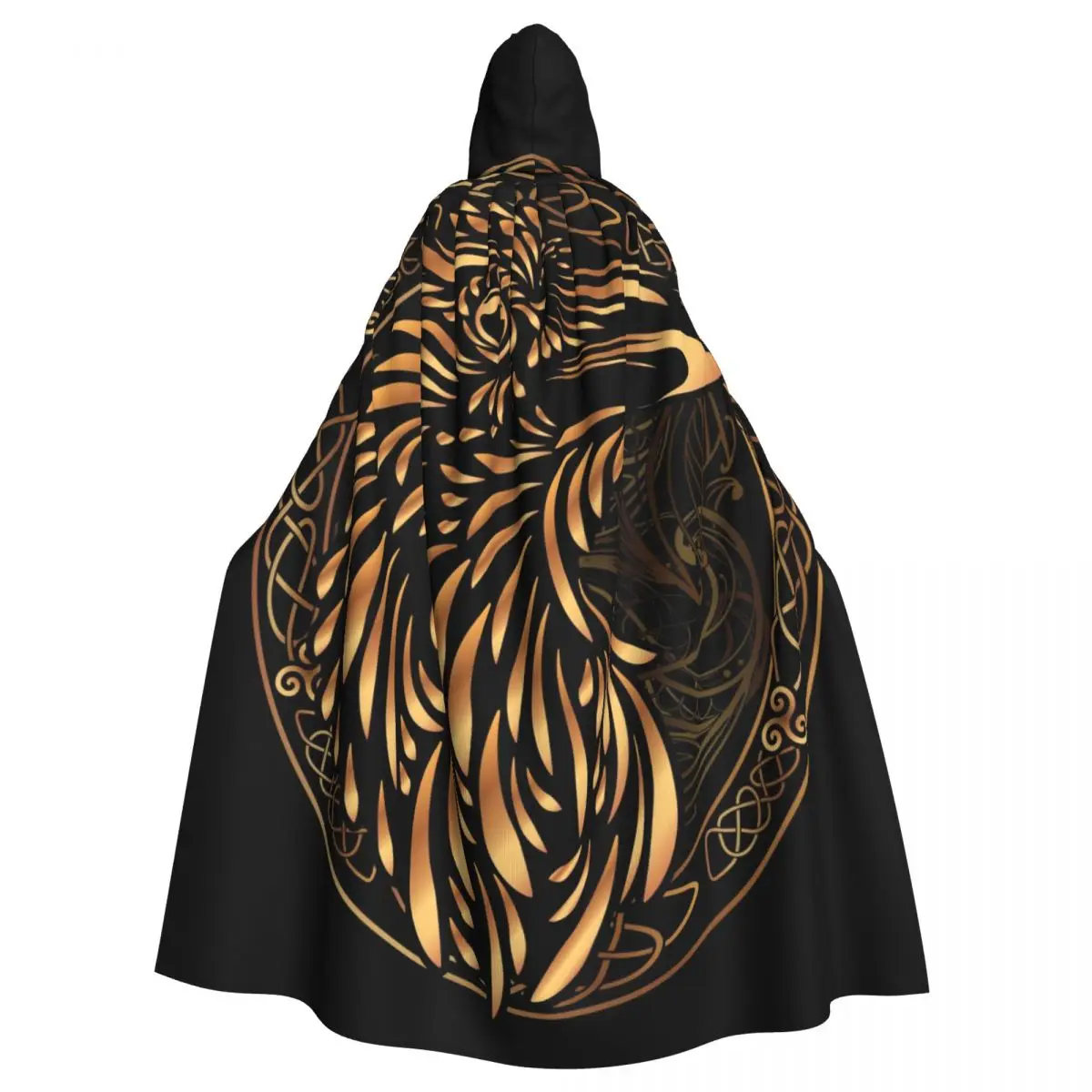 Unisex Witch Party Reversible Hooded Adult Vampires Cape Cloak Odin's Celtic Raven