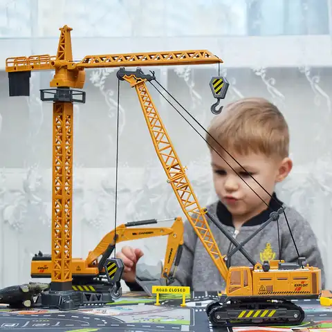 Детская конструкция из сплава, модель для строительства игрушечного автомобиля, погрузчик, тягач, кран, экскаватор, игрушки для мальчиков, п...