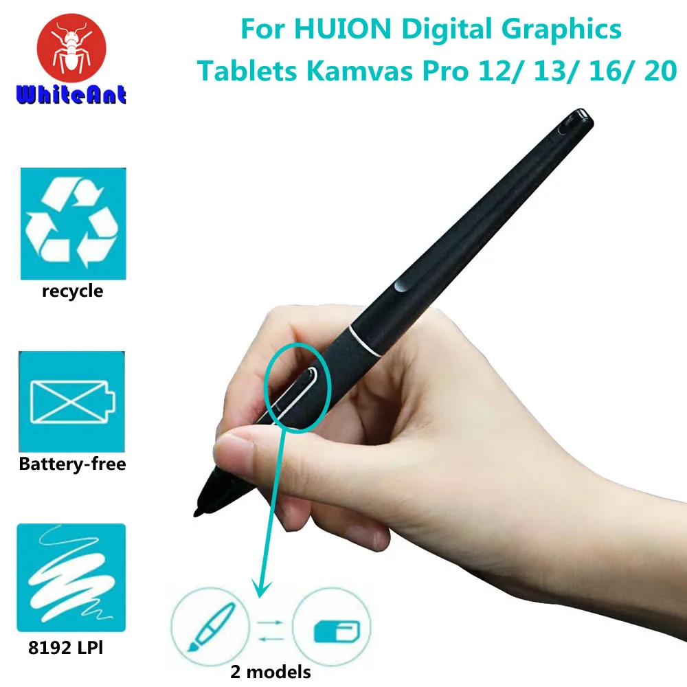 For HUION PW507 Battery-free Stylus EMR Pen Touch Screen with Two Customized Keys 8192 Levels for HUION Digital Graphics Tablets