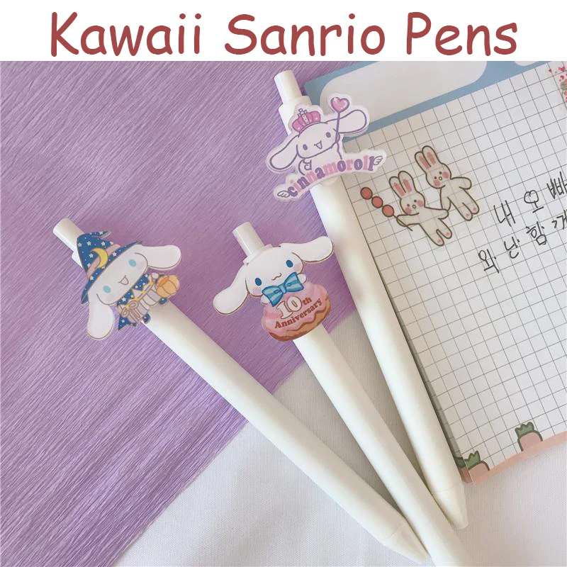

Kawaii Sanrios Pen Cute Kuromi Cinnamoroll Cartoon Animation Student Pressing Signature Pen Toys for Children Gift