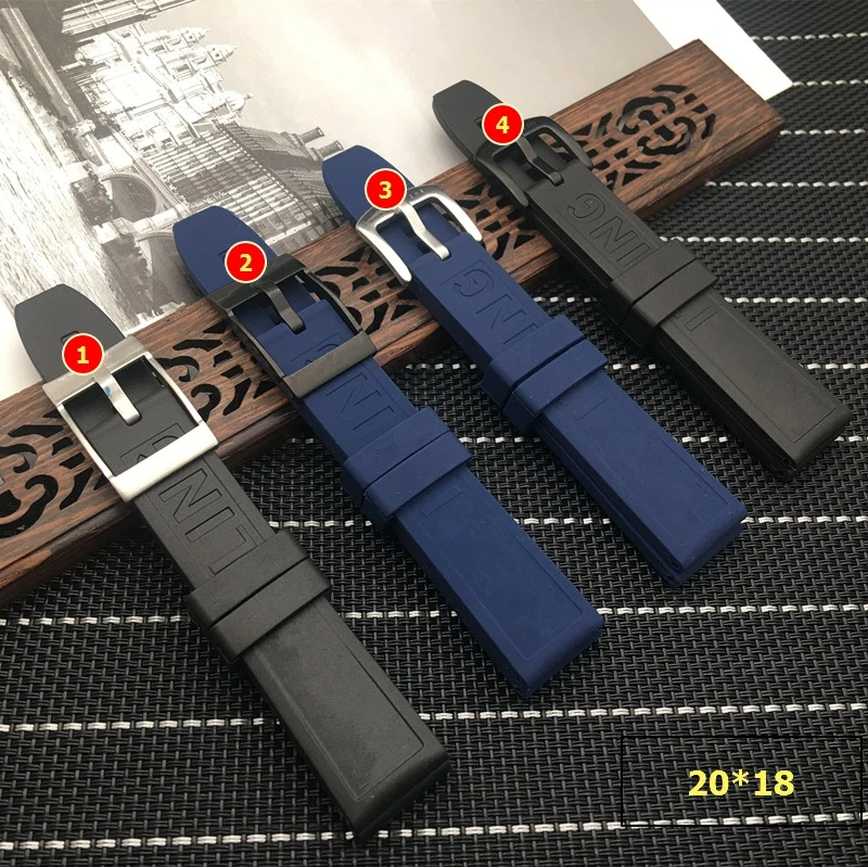 

Soft Waterproof silicone rubber Watch band 20*18mm Black bird Blue Watchband Bracelet For navitimer/avenger/Breitling strap