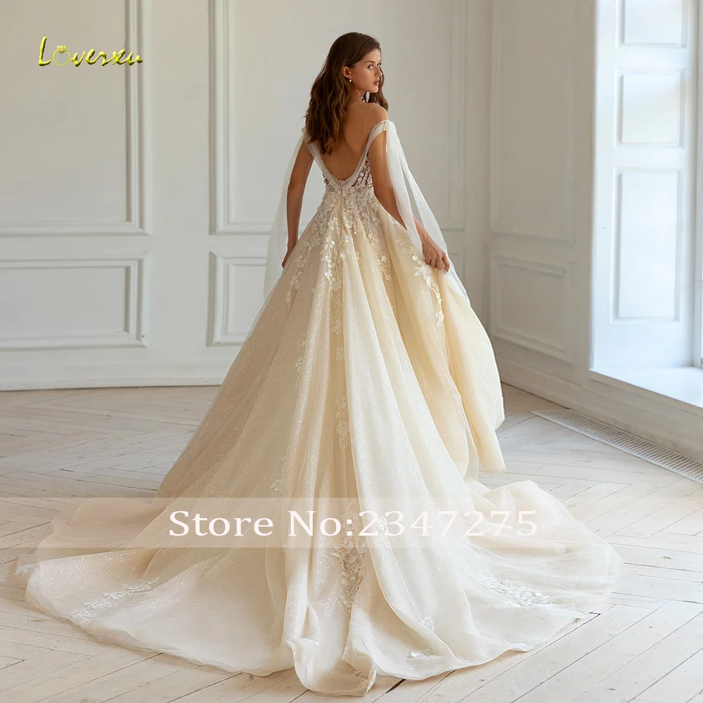 Женское свадебное платье Loverxu ТРАПЕЦИЕВИДНОЕ ПЛАТЬЕ С V-образным вырезом и