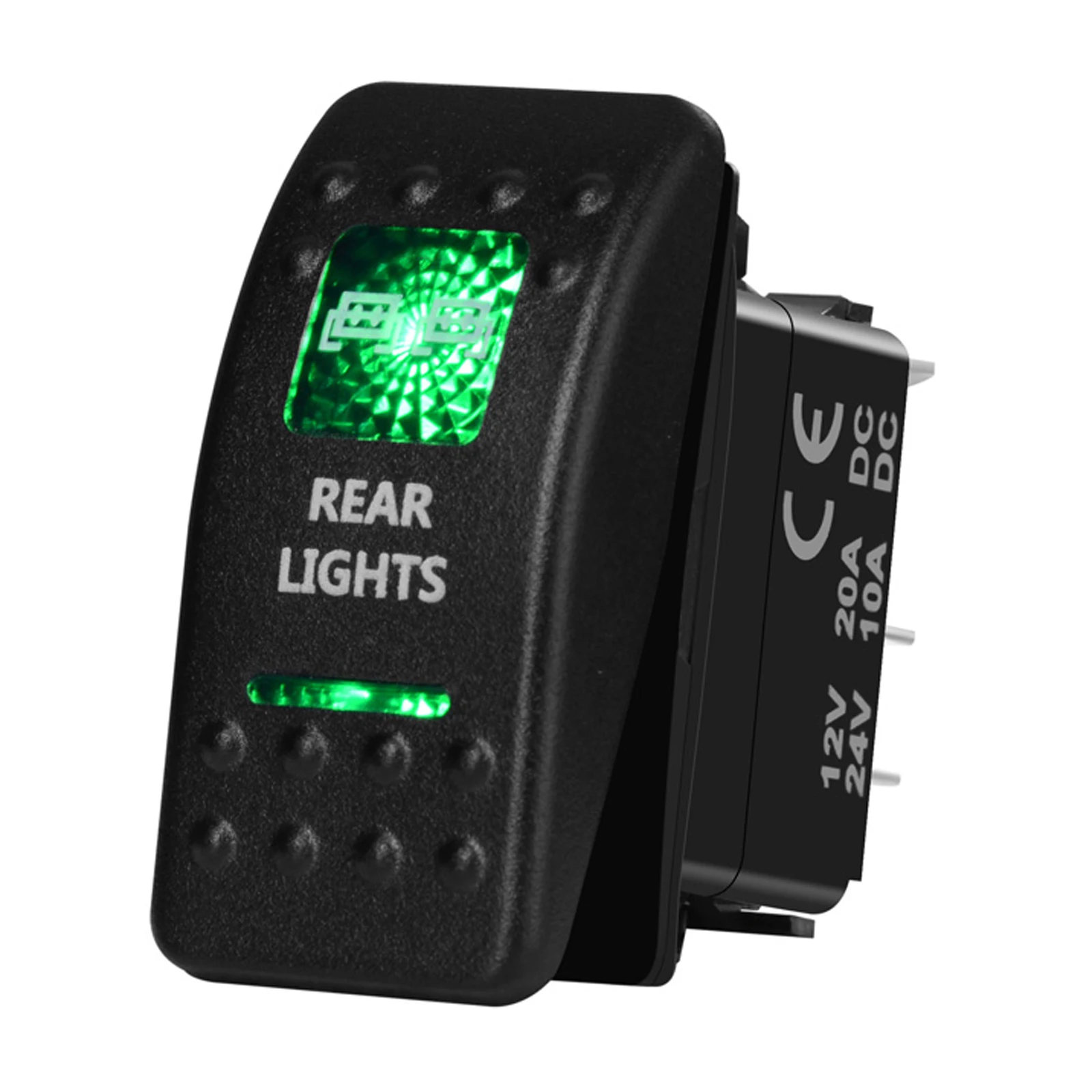 

12 В/24 В зеленый светодиодный кулисный переключатель, водонепроницаемый 5-контактный тумблер ВКЛ-ВЫКЛ/7 контактов ВКЛ-ВЫКЛ-ВКЛ для автомобилей, лодок, квадроциклов 4X4 2X4, аксессуары