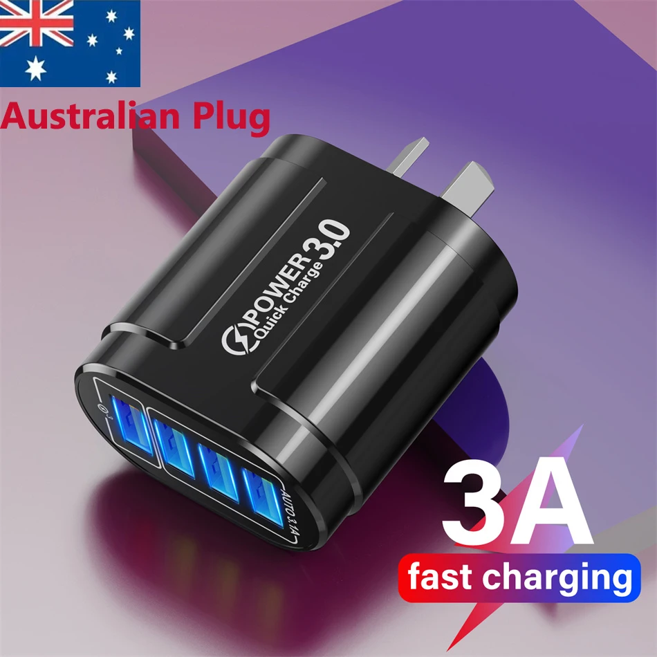 Быстрое зарядное устройство с вилкой Стандарта Австралии, 3 А, 48 Вт, для iPhone 14, 11, настенное зарядное USB-устройство, адаптер для Samsung, Huawei, XiaoMi, зарядное устройство