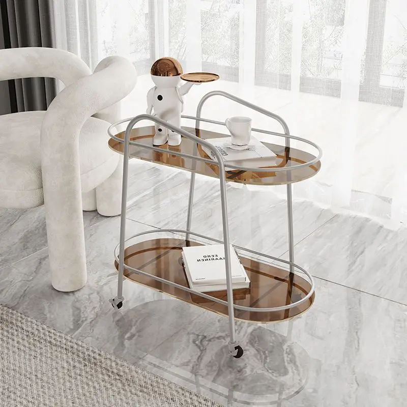 

Итальянская Бытовая Роскошная Толстая тележка из закаленного стекла толщиной 5 мм на колесиках с диваном для обеденной корзины кухонные острова