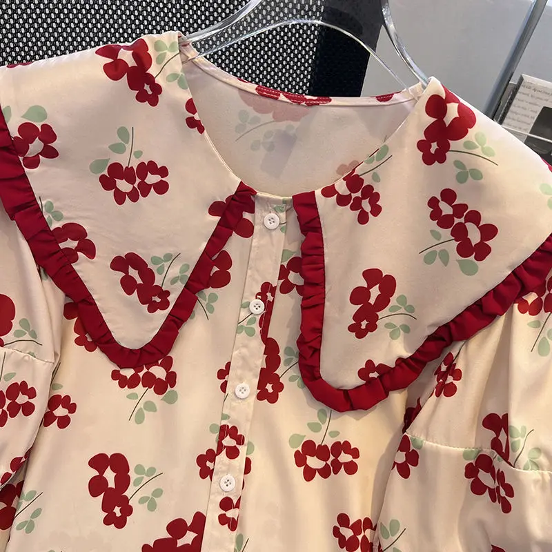 Рубашка DAYIFUN женская с французским цветочным дизайном повседневная уникальная