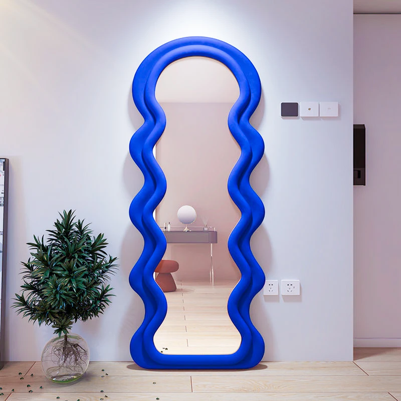 

Modern Wavy Art Mirror Big Floor Bedroom Aesthetic Creative Irregular Mirror Multifunct Outfits Specchio Furniture Accessories