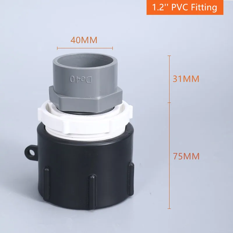 

Thicken Water Tank Adapter S60*6 Thread Coarse to 1.2'' PVC Pipe Connector Reducing Fitting 1PCS