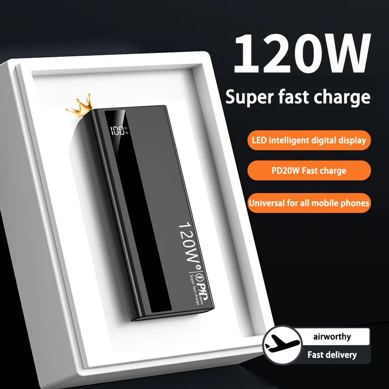 Фото Power Bank со сверхбыстрой зарядкой мощностью 120 Вт 200000 Портативный внешний аккумулятор сверхбольшой емкости мАч со светодиодным цифровым дисплеем для Samsung Xiaomi №2