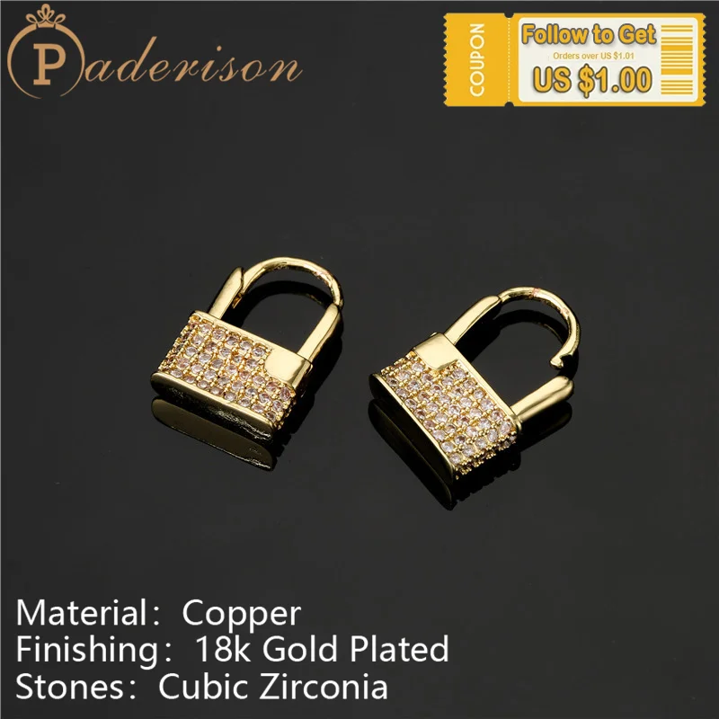 

Creative Love Lock Shape Delicate Zircon Earrings for Women Fashion Drop Earring Ear Studs Copper 18k Gold-plated Jewelry