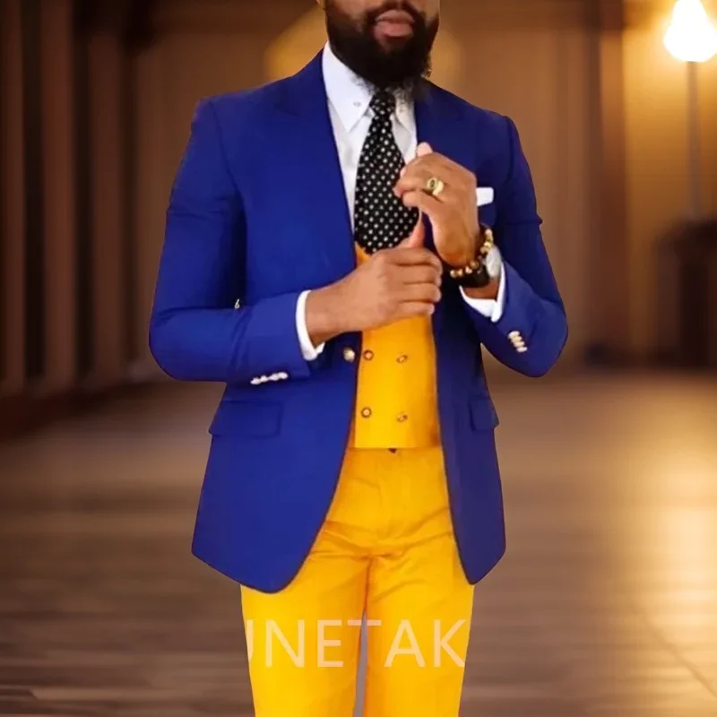 Формальные мужские костюмы приталенный крой для свадьбы 3-х предметный смокинг