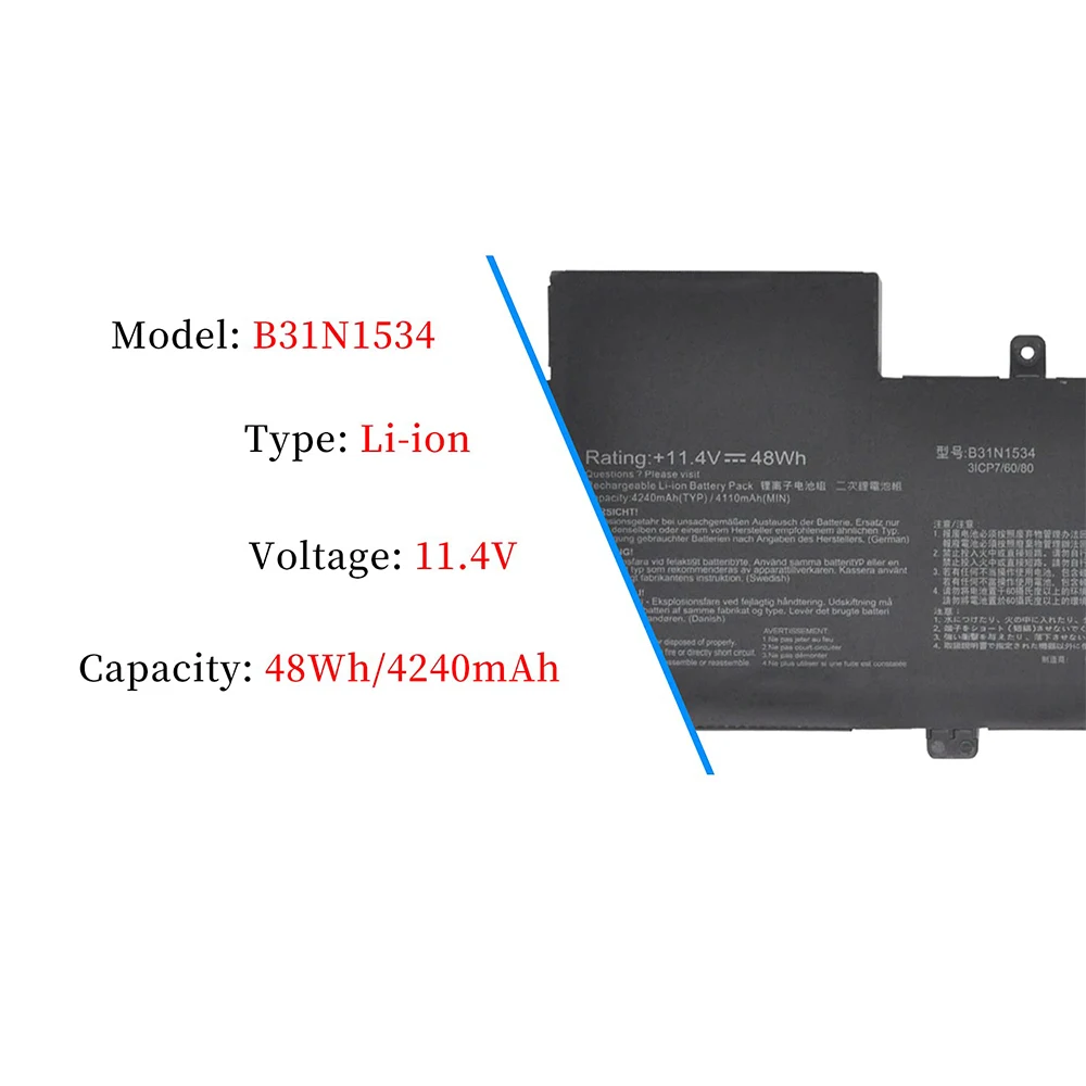 Фото Аккумулятор для ноутбука B31N1534 для Asus Zenbook U5000 UX510 UX510UW UX510UW-1A UX510UW-RB71 UX510UW-CN044T UX510UX-1A UX510UX-CN020T-BE №4