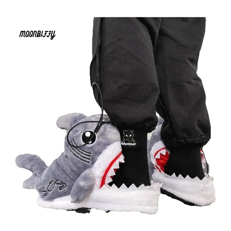

Animal Shark Women Men Indoor Slippers Cartoon Fish Shoes Funny Warm Soft Bottom Gifts Slip-on Women's Fluffy Animal Slippers
